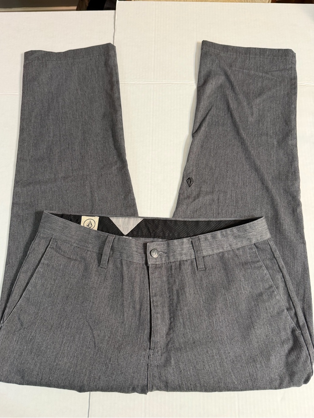 Volcom Frickin Modern Chino Pants Mens 33x28 Grey Heather Skate Vmonty Stretch